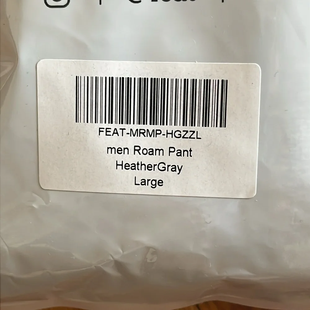 NWT FEAT Men's Roam Joggers - Limited Edition Color: GRAY SIZE LARGE $88.00